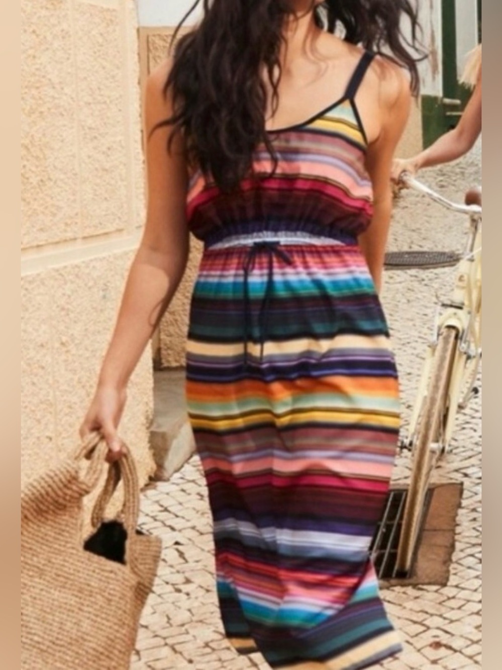 Athleta Havana colorful striped Midi Dress